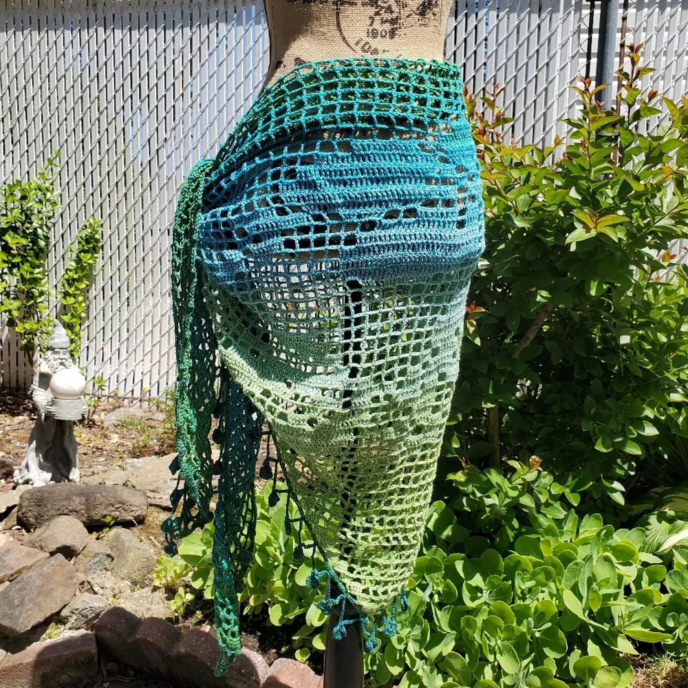 💖 New Handmade Crochet Shawl / Scarf / Pareo